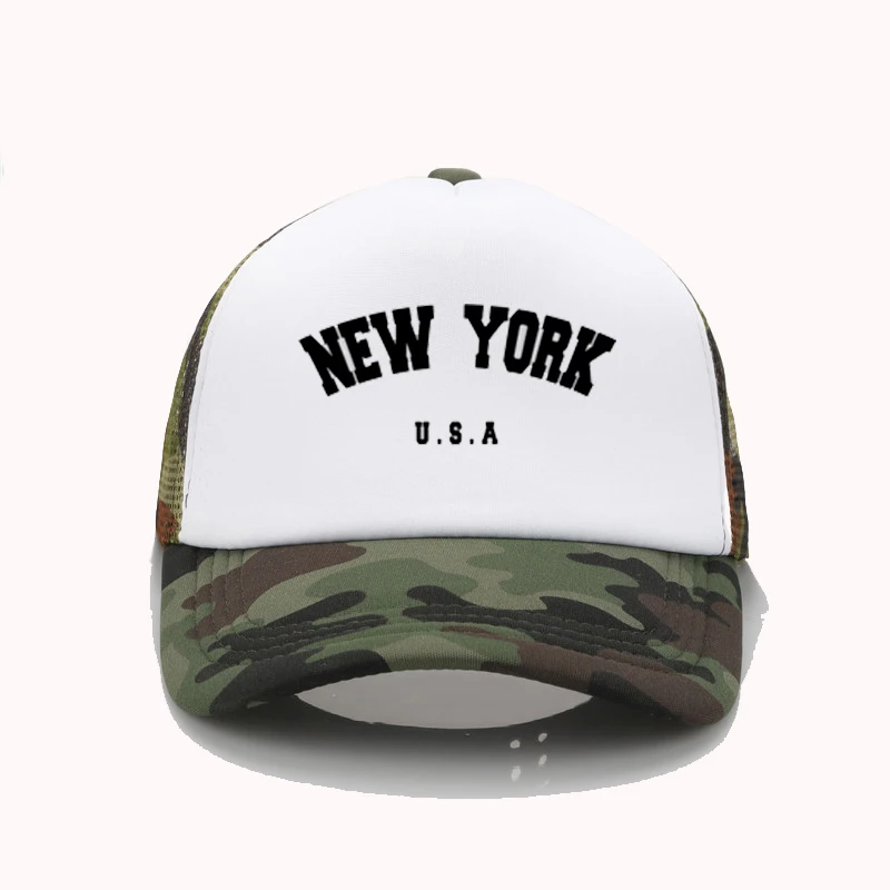 

USA New York Print Baseball Caps for Hip Hop Women Men Breathable Trucker caps adjustable sunshade Dad hat