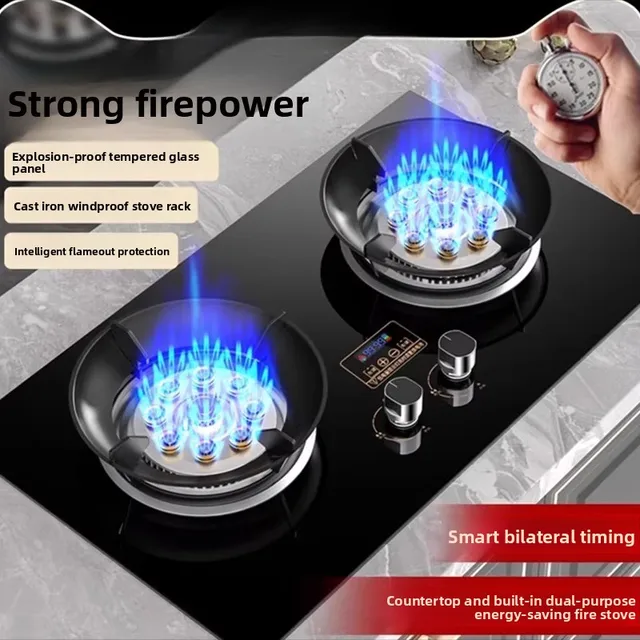 Cuisinière à gaz, double brûleur, cuisinière domestique à gaz GPL/gaz naturel, cuisinière à gaz encastrable haute puissance 1