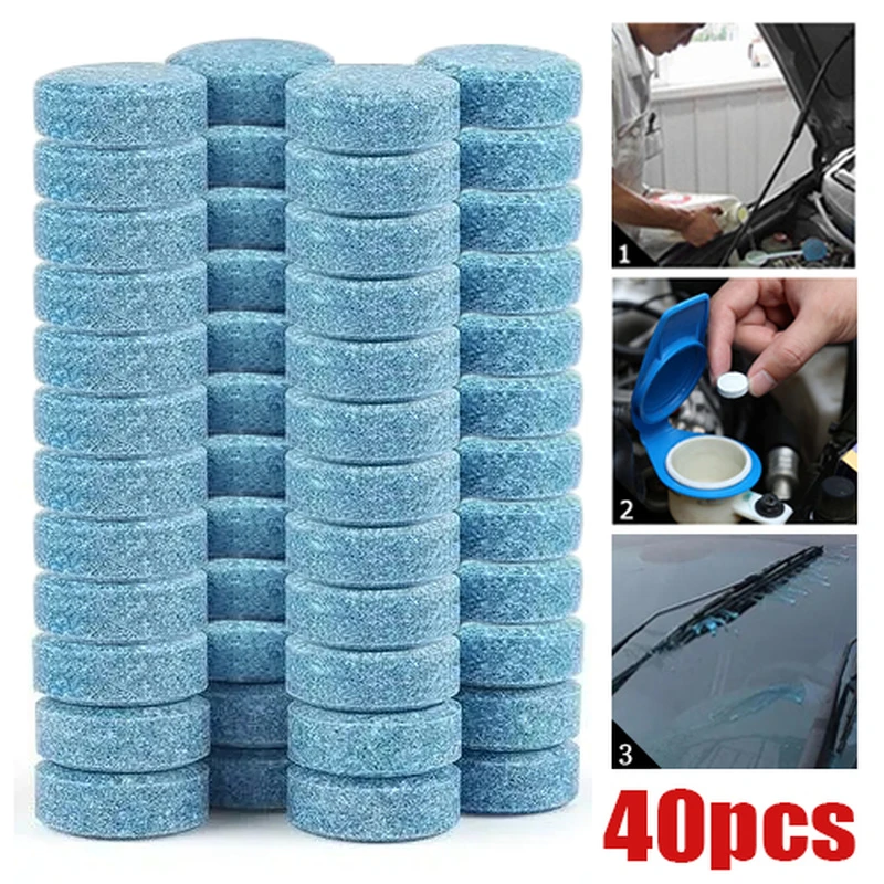 40/20/10pcs Effervescent Tablets Car Windscreen Wiper Cleaning Solid Cleaner Auto Home Window