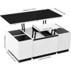 Modern White Lifting Glass Coffee Table, Multifunctional Table with Drawers and Storage 2