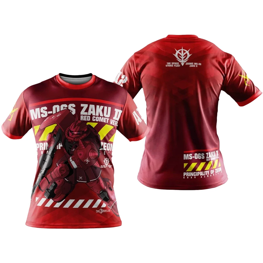 Bandai Mobile Suit Gundam MS-06S Zaku II Red Comet 3D Schnelltrocknendes T-Shirt für Männer, Frauen, Kinder, Sport, Anime, T-Shirt, Rollenspielkostüme