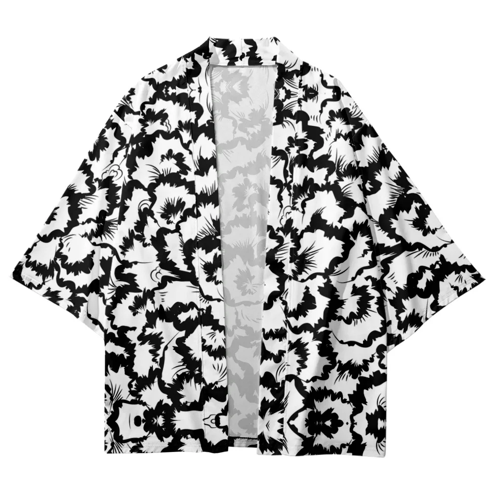 

Abstract floral Print Tops Harajuku Haori Yukata Chinoiserie Fashion Japanese Kimono Streetwear Men's Ladies Cardiga-7