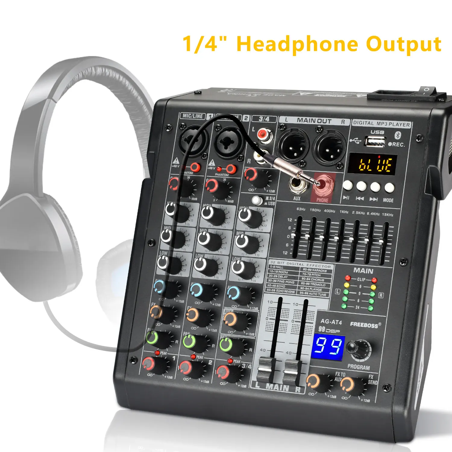 MX6 チャンネル 99 DSP エフェクト ミキサー レコード PC 48V ファンタム電源 USB サウンド Bluetooth  Amazon.co.jp: 音声ミキサー 6 チャンネル ミキサー ミキシング コンソール レコード 48V ファンタム電源 BT 付き  ライブストリーミングミキサー : 産業・研究開発用品 ... DJコントローラー, 6チャンネル 99 DSPエフェクト オーディオミキサー 録音 PC 48V ファンタム電源 USB サウンド