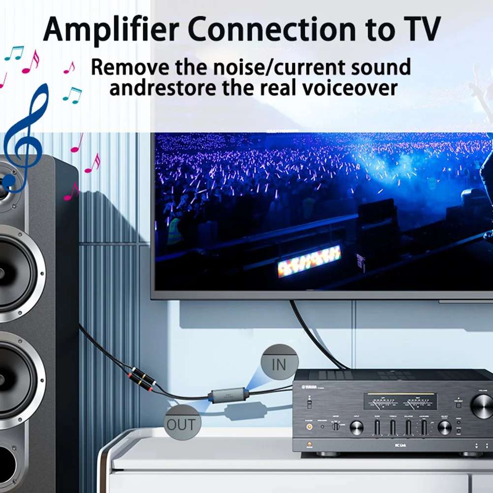 RCA 오디오 아이솔레이터 용 AV100C 공통 접지 잡음 필터 3.5mm 간섭 방지 잡음 제거기 자동차 오디오 홈 스테레오 XY