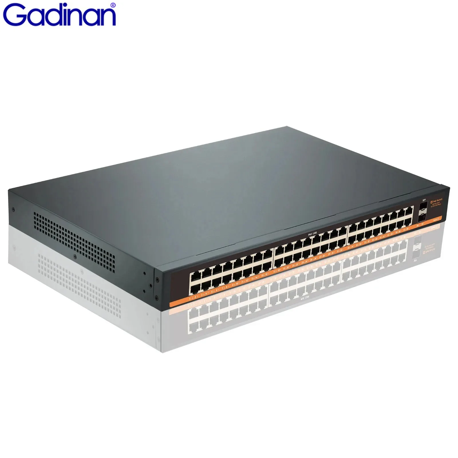 

Gadinan PoE Switch 48 Port Gigabit Unmanaged IEEE802.3af/at PoE+ 800W 2 x 1G SFP Network Power Over Ethernet Desktop/Rackmount