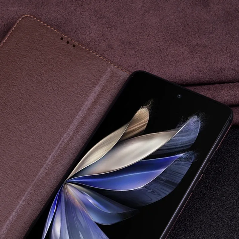 Hot Sales Luxury Genuine Leather Wallet Business Phone Case For Vivo X Fold2 Fold 2 Cover Credit Card Money Slot Cases Holste
