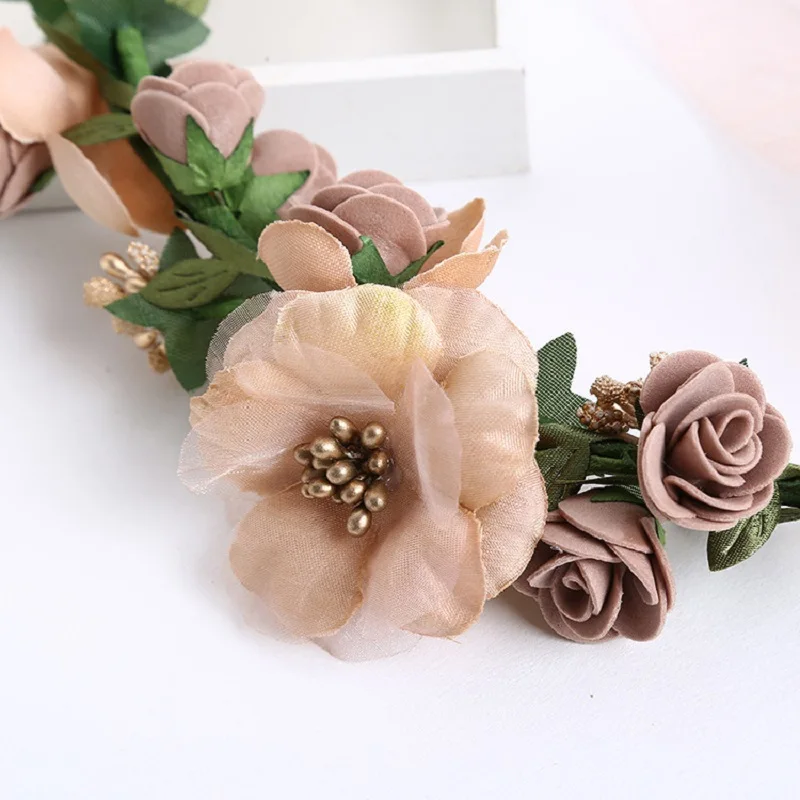 Handmade Flower Wreath Headbands Hair Jewelry For Women Wedding Bridal Tiara Crown Hairband Princess Girls Hair Accessories