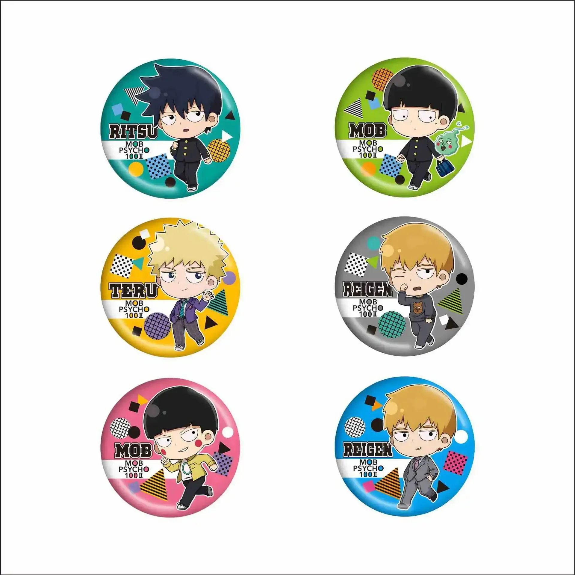 

Металлические значки Kageyama Reigen Arataka для Аниме периферийных персонажей, костюмы, значки HD, аксессуары, значки специального назначения на рюкзак