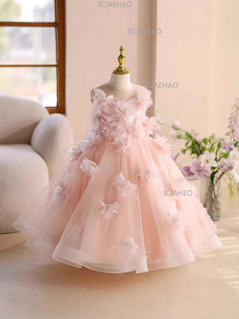 Girls Dress Summer Fashion Girls Princess Wedding Dresses Vestido Piano Performance Costume Teenager New Kids Clothes 1-14 Years - 4