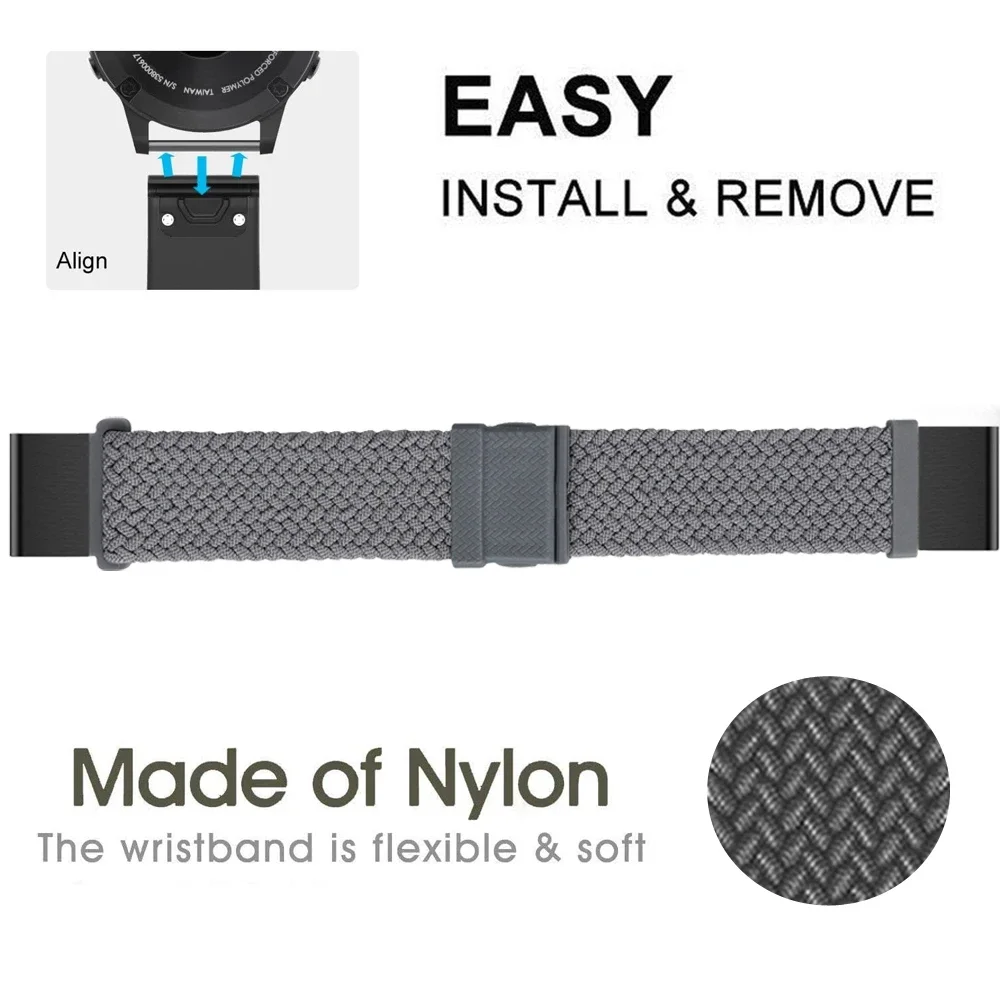 Braided Nylon Quickfit Strap - Magnetic Smartwatch Bracelet, 22 26mm