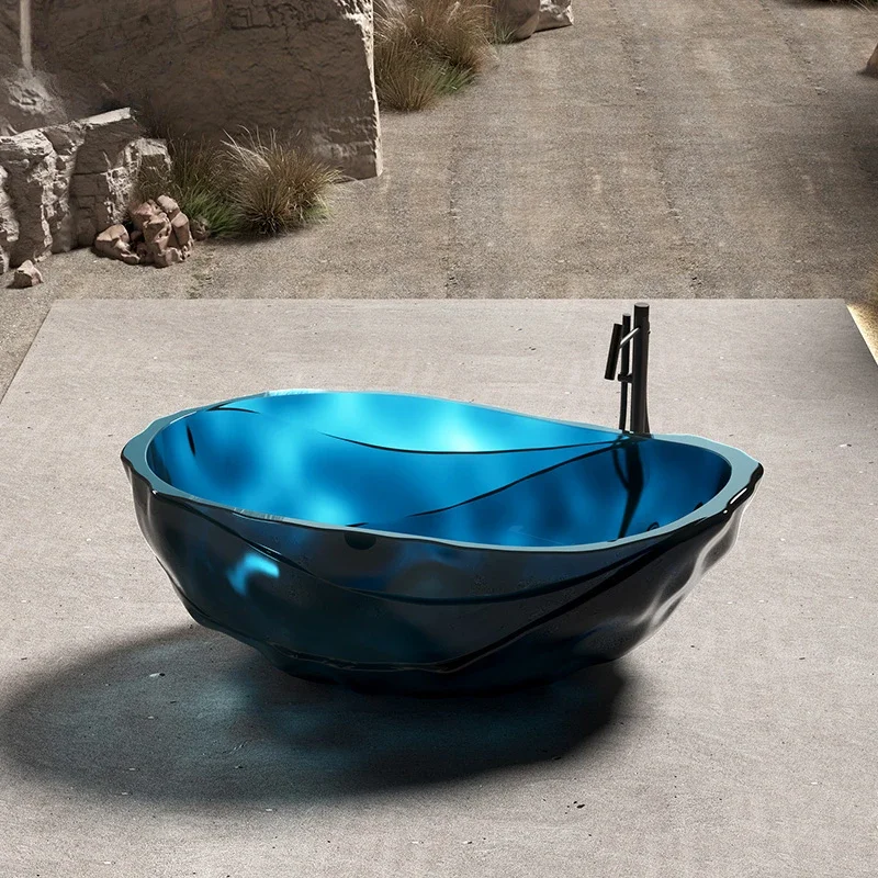 Water ripple freestanding bathtub hotel bathtub transparent colored crystal special-shaped bath