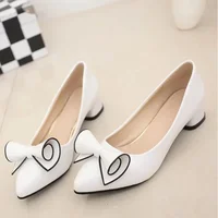 Spring New Women's High Heels Shallow Butterfly-knot Pointed Toe Low Pumps Womens Shoes Summer Plus Size 35-43 1