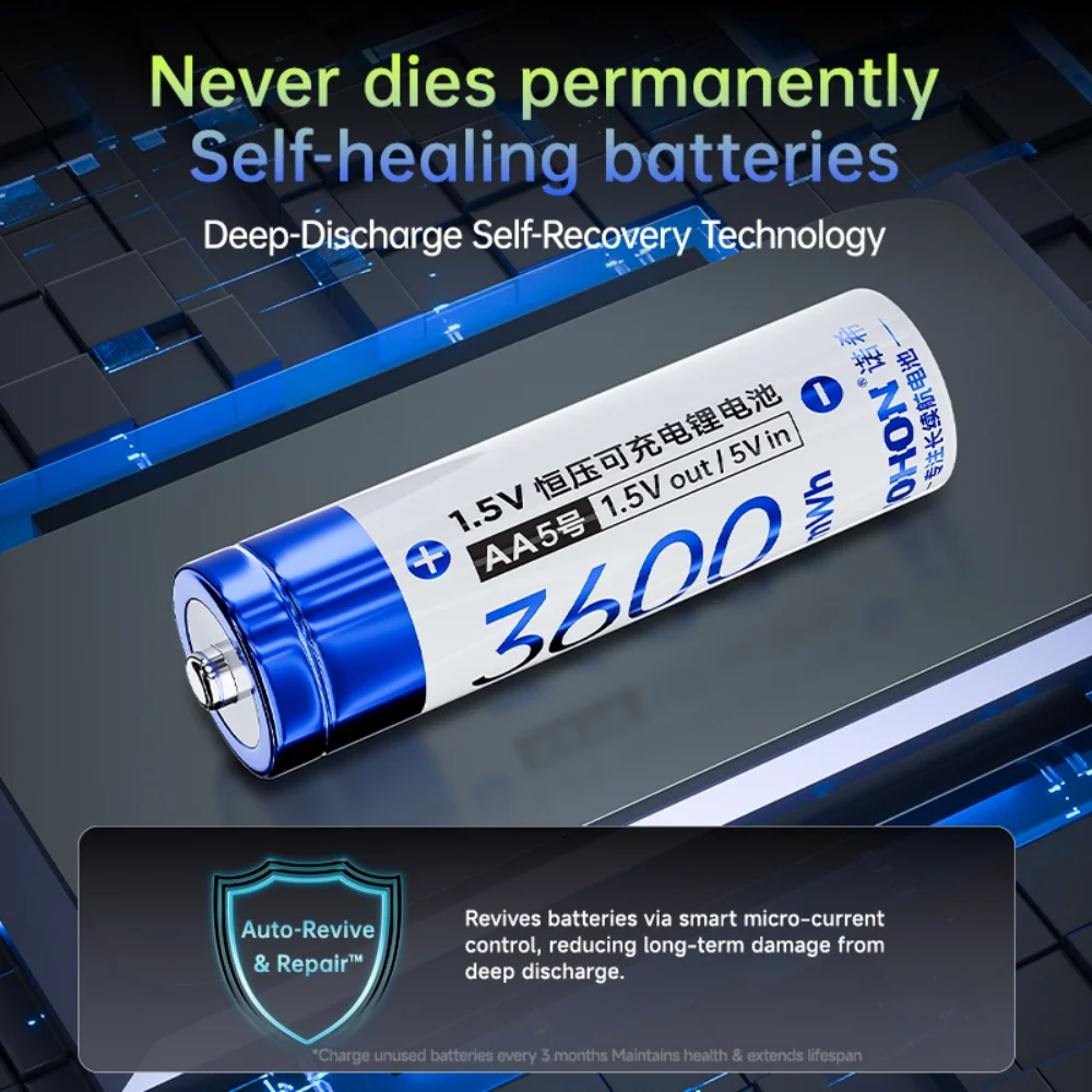 NOHON AA/AAA 1.5V Rechargeable Battery Mix Kit 5