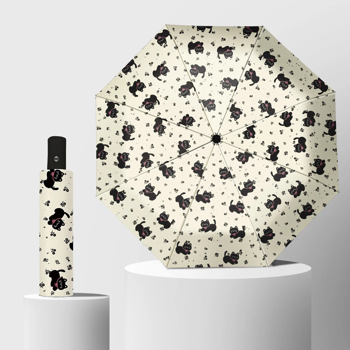 Sun Umbrella for Women Sun Protection UV Protection Portable Folding Umbrella for Cute Cats Rain and Sunshine