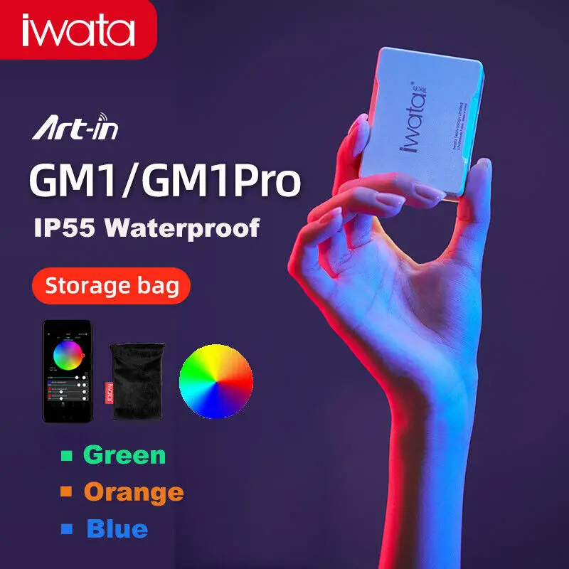 

Iwata GM1/GM1 Pro Waterproof LED Fill Light RGB Full Color Video Light Photography Lighting for Live Broadcast Vlogging Shooting