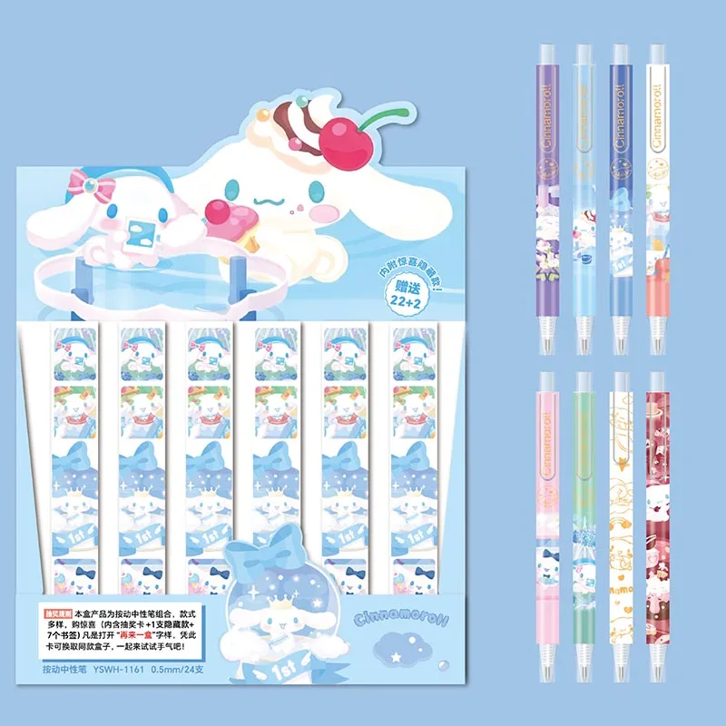 산리오 멜로디 포차코 젤 펜, 쿠로미 시나모롤 0.5mm 블랙 잉크 서명 펜, 프로모션 선물, 학용품, 24 개/로트