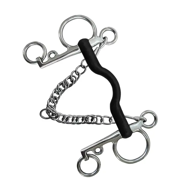 Horse Bit W/Curb Hooks Chain Harness for Training Equipment Equestrian 3
