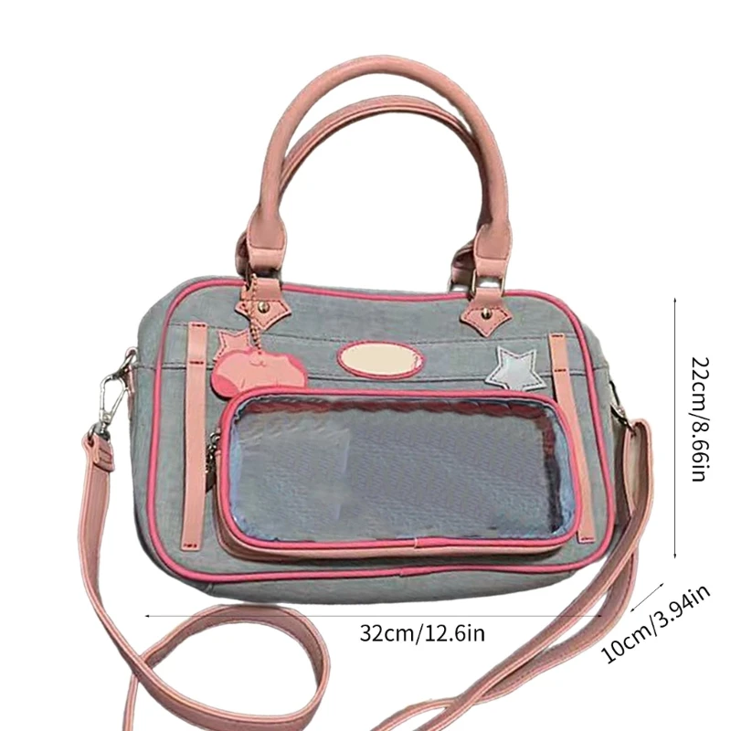 Japanese School Girl Crossbody Bag Student Anime Book Bag Transparent Shoulder Handbag Bag with Top Handle E74B