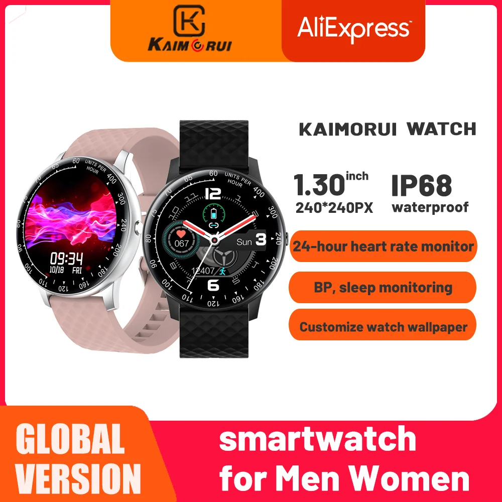 

KAIMORUI H30 Smart Watch Women DIY Watchface Full Touch Fitness Tracker Heart rate Blood Pressure Smartwatch Men for Android IOS