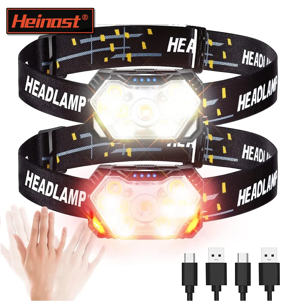 

9 Led Strong Light Headlamp USB Rechageable Motion Sensor Headlight Portable Fishing Camping Outdoor Head Lamp Work Flashlight