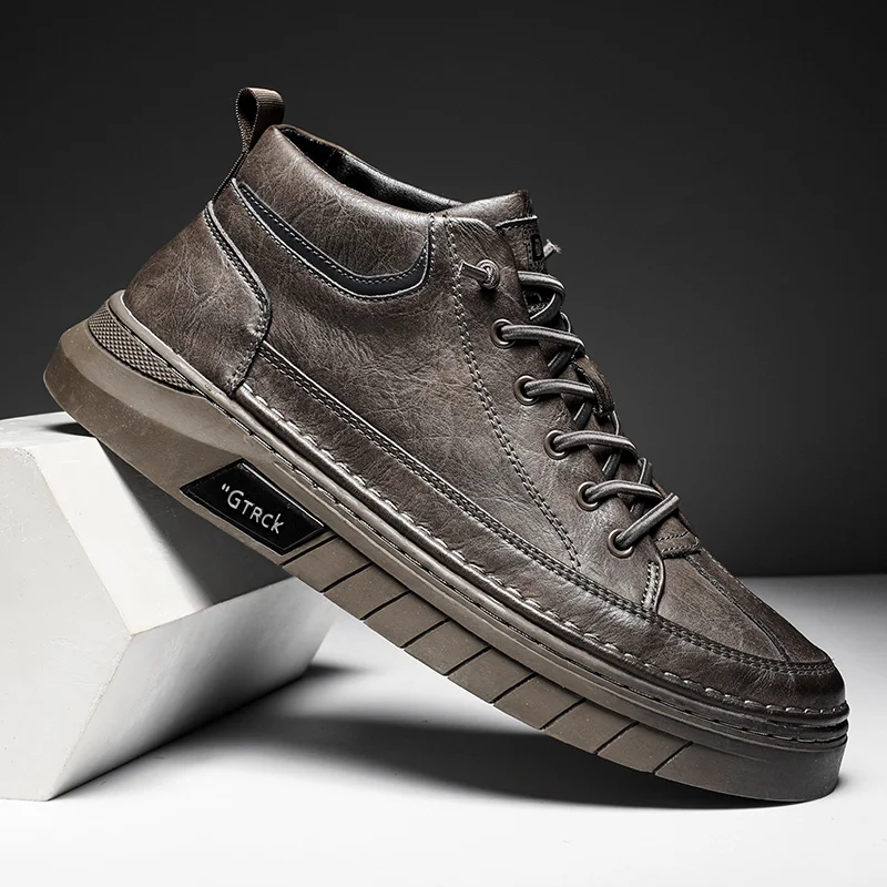 

Fashion Solid Color Outdoor Non-slip Men's Boots 2023 Autumn Hot Selling Men Casual Shoes Lightweight Non-slip High-top Shoes 44