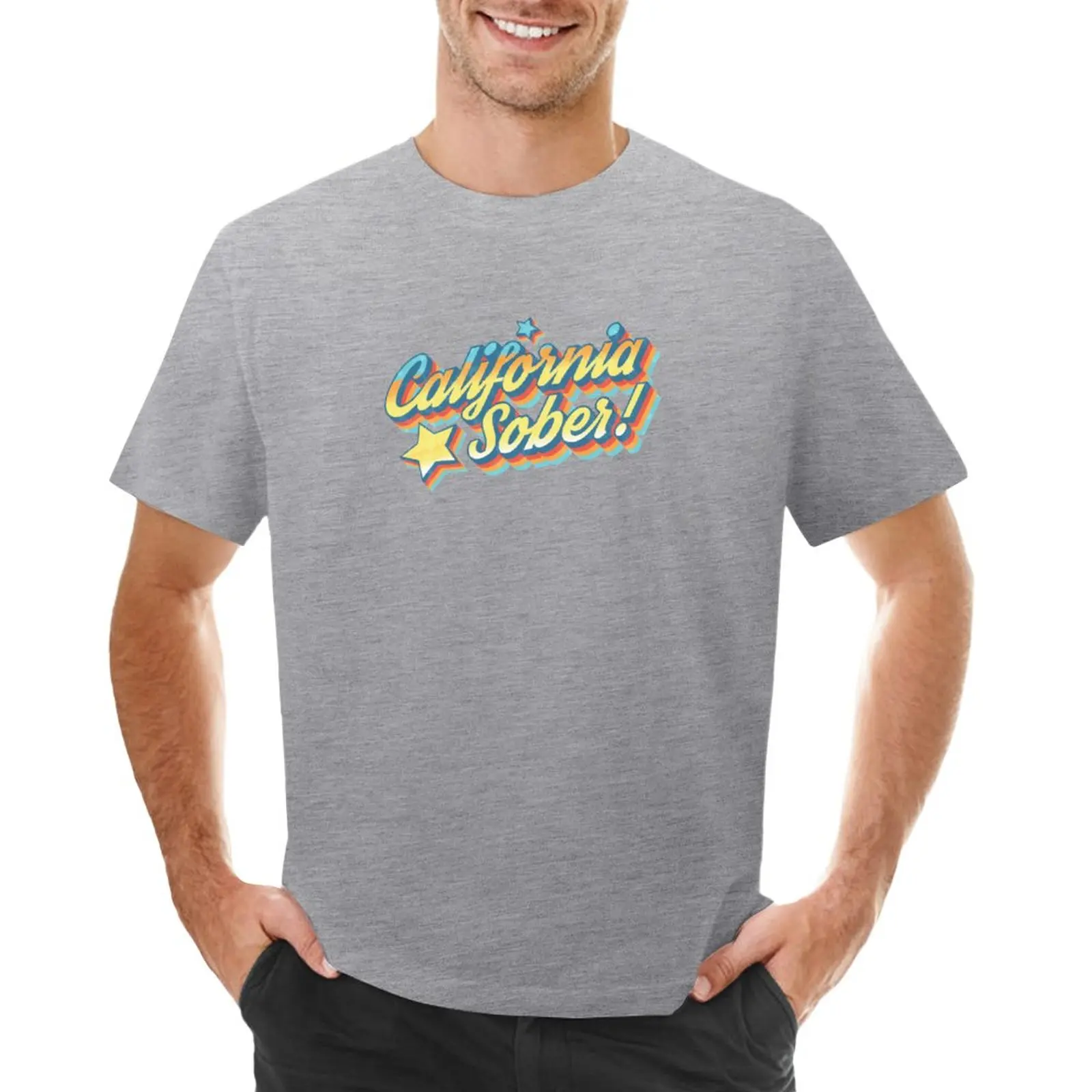 

California Sober! slightly faded T-Shirt heavyweights plus sizes boys animal print tops mens graphic t-shirts anime