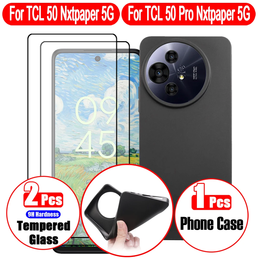 3-in-1 Set: Premium Black Edge Phone Case & Screen Protectors with Edge Printing Film