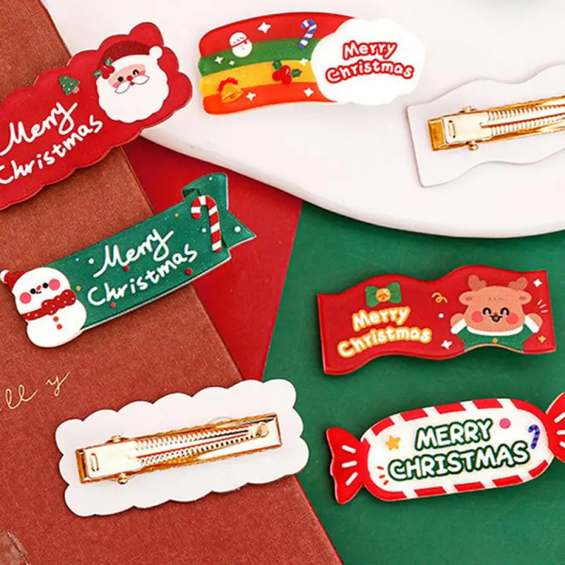 Original Christmas Decoration Hairpin Children Christmas Small Gift Cartoon Acrylic Clip Bangs Hair Clip