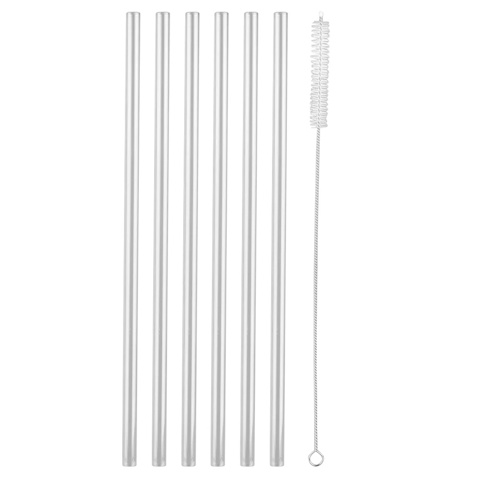 Reusable Transparent Straws with Cleaning Brush Set