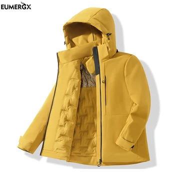 EUMERGX Cappotto invernale da donna da uomo Giacca in pile caldo antivento impermeabile Unisex Escursionismo Campeggio Sci Arrampicata Giacca a vento 1