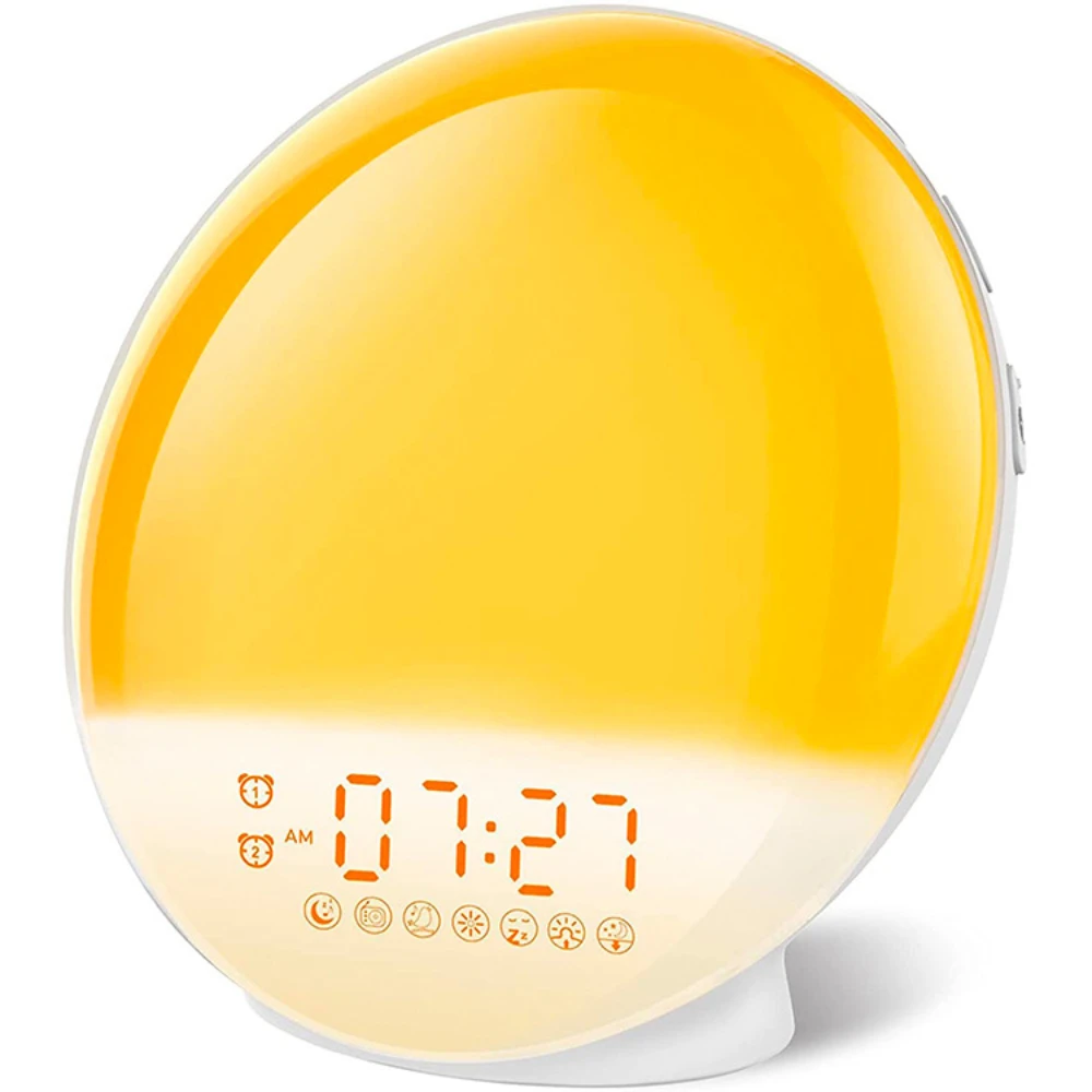 Wake Up Light Alarm Clock With 7 Colors Fm Radio Nightlight Led Cute