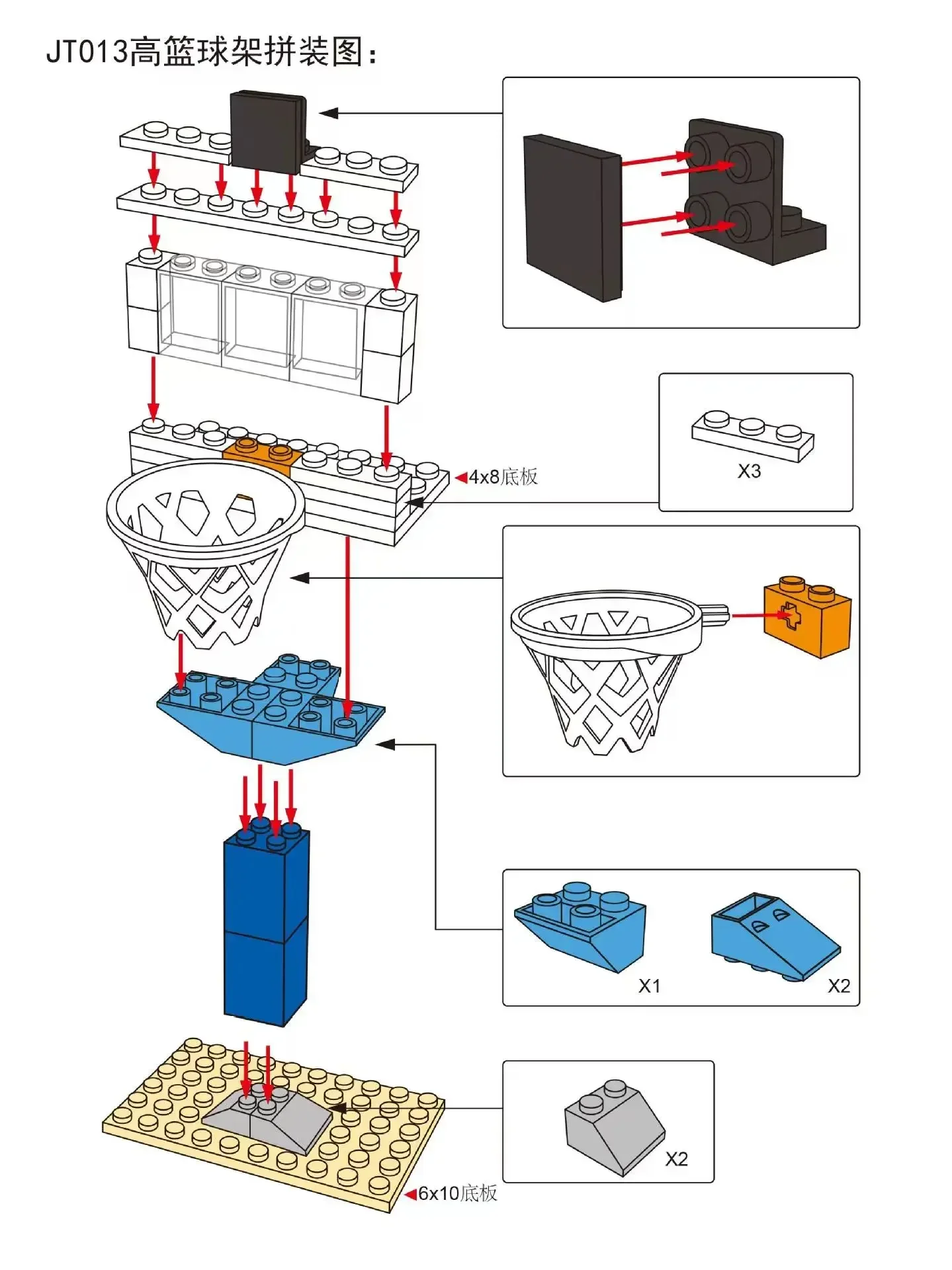 MOC Basketball Stand Set for basket-ball Court Educational Block Accessory DIY Building Block Brick Brickset Boys and girls Gift 5