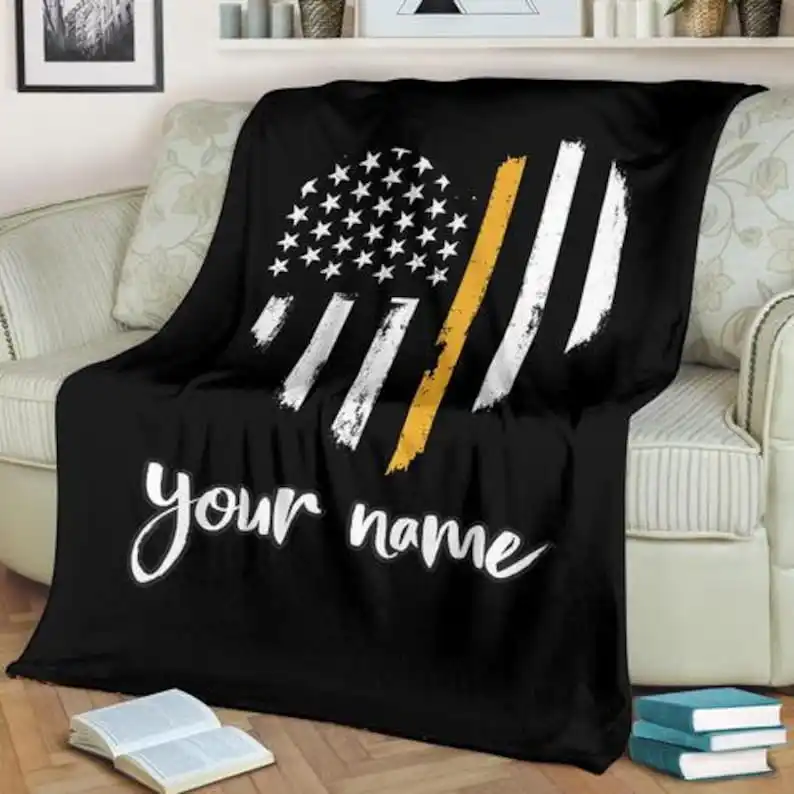 Dispatcher blanket - Thin Gold Line Heart blanket - Gold Line blanket - 911 Dispatcher blanket - Cozy fleece blanket
