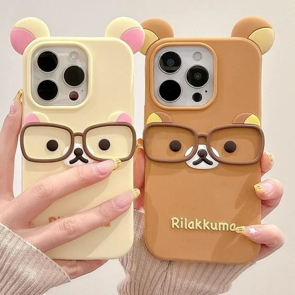 Rilakkuma Bear Silicone Soft Cover Case with Glass Accents