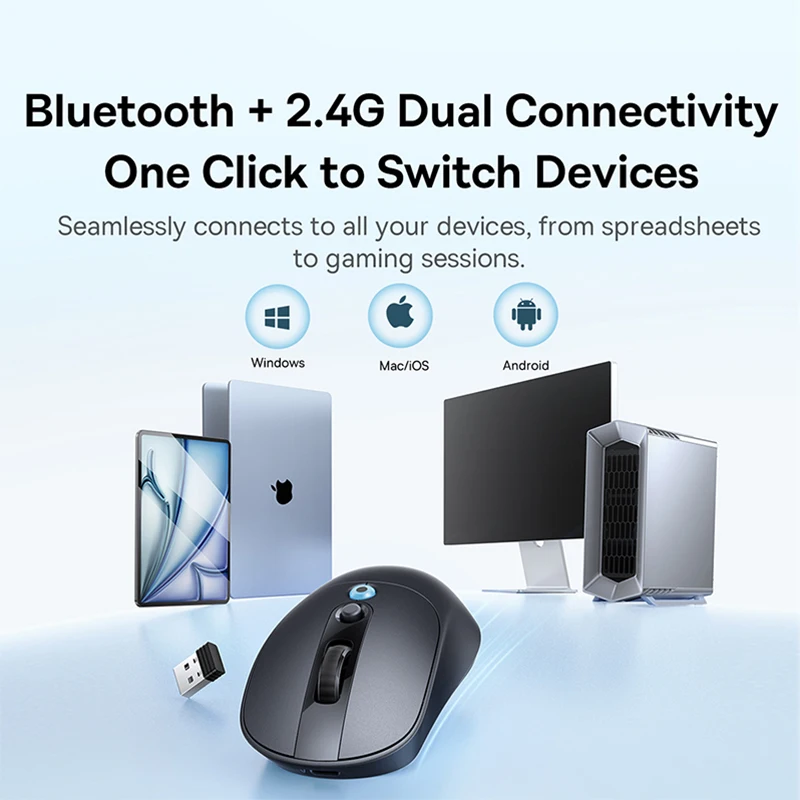 【NEW】Baseus EM2 Ergonomic Wireless Mouse Bluetooth 5.3 2.4G Type-C Charging Ultra Light Silent Mice Customizable Button Mouse