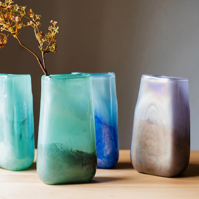 

Vase Handmade Art Glass Flower Ware Decoration Suitable for Bedroom Bedside Dining Table Impressionism Northern European Style