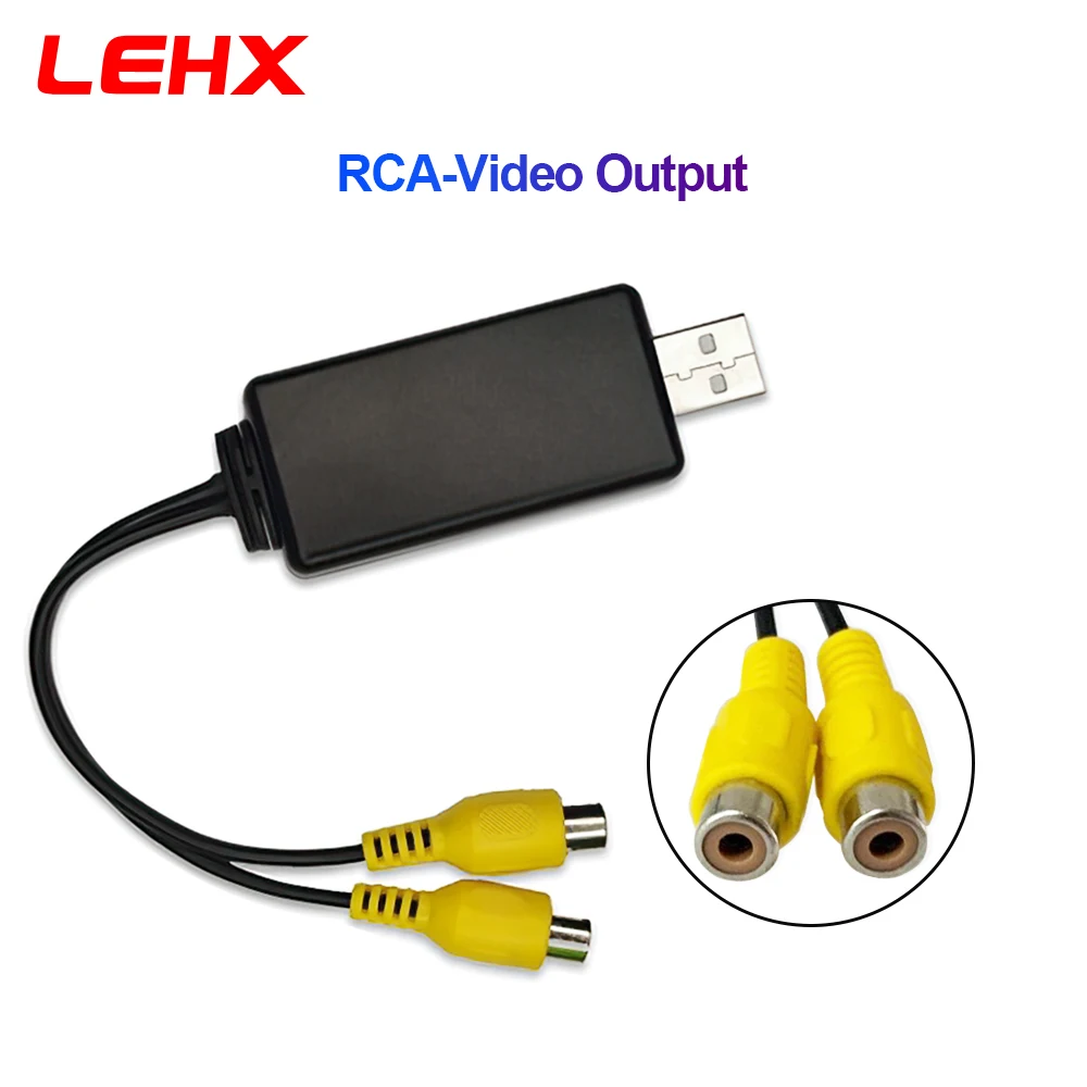 LEHX USB Interface To RCA HDMI Video Out Adapter Connect Headrest Monitor for Car Radio Android System Player 2 DIN Stereo DVD