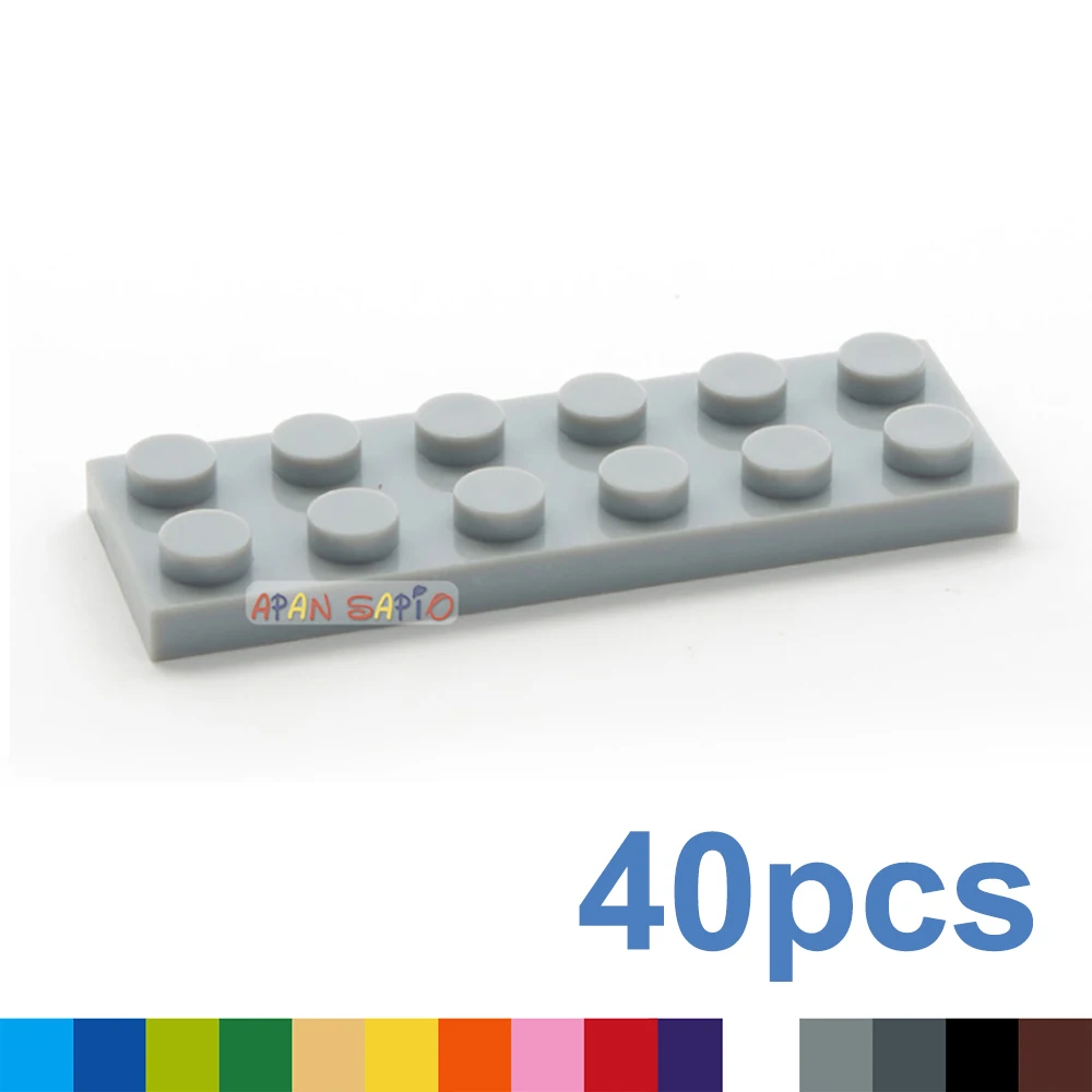 40 stücke DIY Bausteine Dünne Zahlen Bricks 2x6 Punkte 12 Farbe Pädagogisches Kreative Größe Kompatibel Mit 3795 spielzeug für Kinder