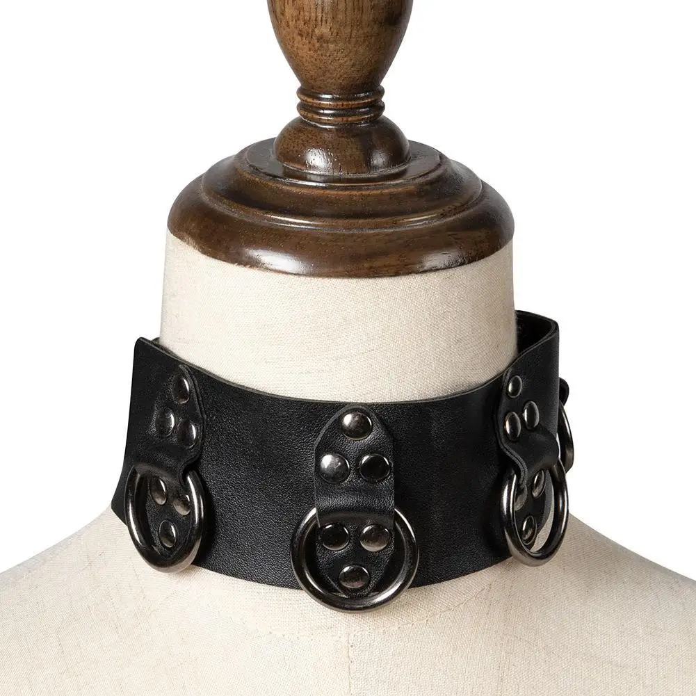 

Non-Mainstream Rivet Ring Necklace Punkstream Faux Leather Neck Belt Medieval Gothic Pu Leather Carnival Collar Prop Gearduke