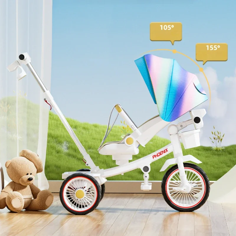 Pushable and rideable children's tricycle multifunctional stroller Lightweight Travel Pram Children's riding toys