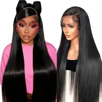 Perruques Lace Front Cheveux Humains 32 Pouces 12A Vierge Lisses Densité 200 Douces Perruques Lace Front 13x6 Cheveux Humains Pré-Pluckées Ligne de Cheveux Invisible 5
