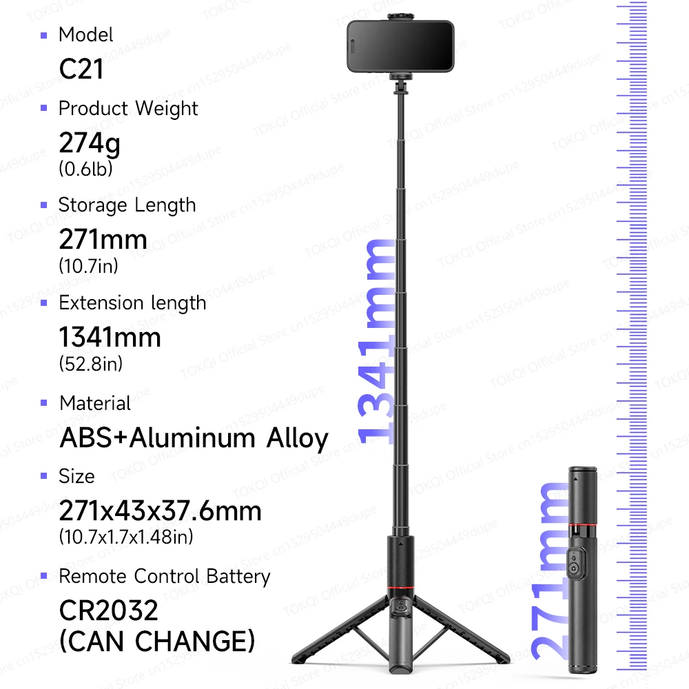 52.8inch Selfie Stick Tripod TOKQI Extendable With Bluetooth Aluminum Alloy Brackets For Smartphones iPhone Android Cellphones phone tripod,selfie stick