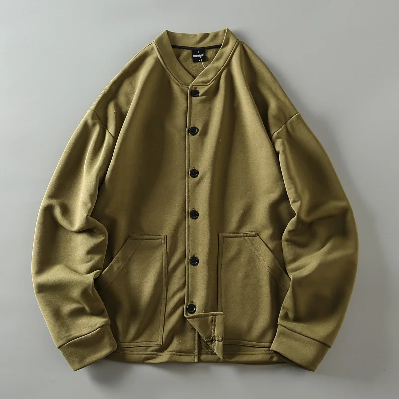 남성용 양면 니트 봄버 재킷, 일본 남성 스포츠 레저 야구 칼라 싱글 브레스트 재킷, 가을 판매 컬러