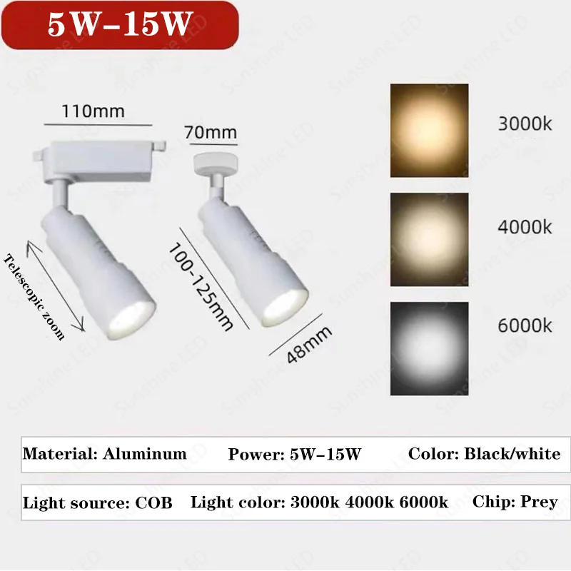 LED Adjustable Spotlight Store Restaurant Track light Small Angle COB Ceiling light 8°~60° Focusing Suitable for Cafe Museum 3