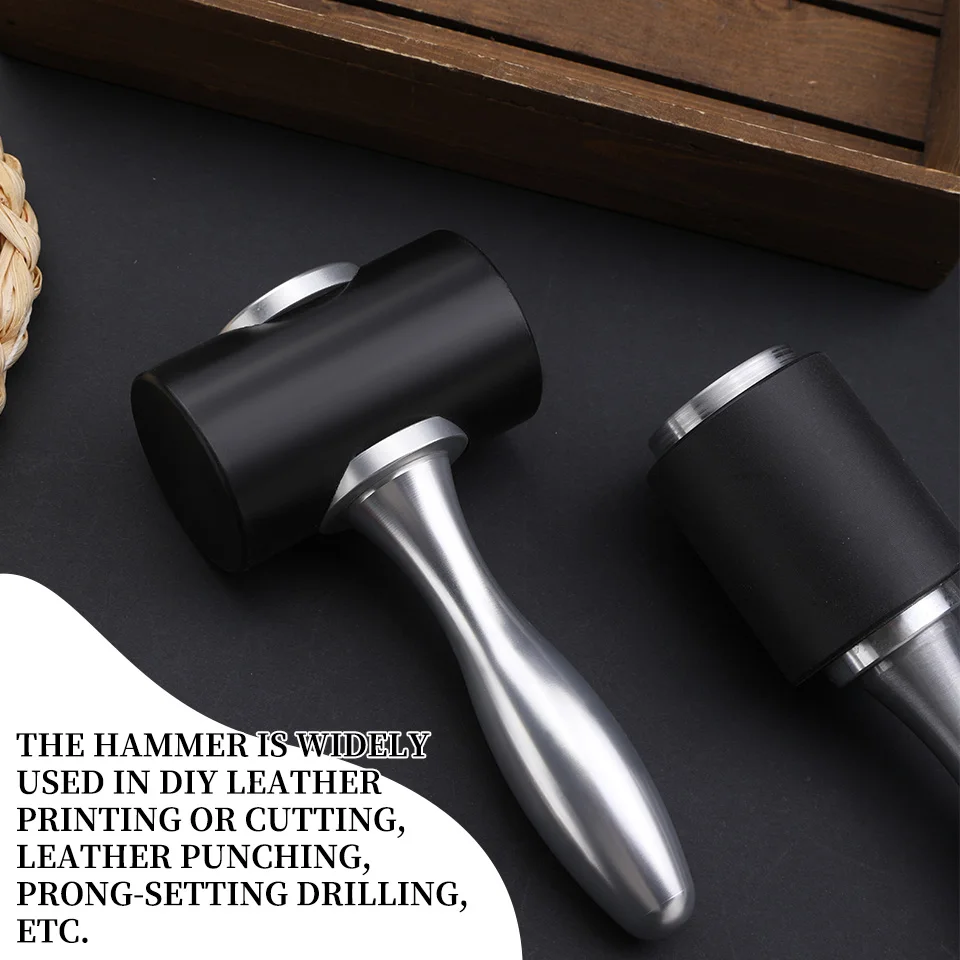 MIUSIE Professional Leather Carve Hammer Nylon Hammer Aluminum Handle For Leathercraft Mallet Punch Printing Percussion DIY Tool