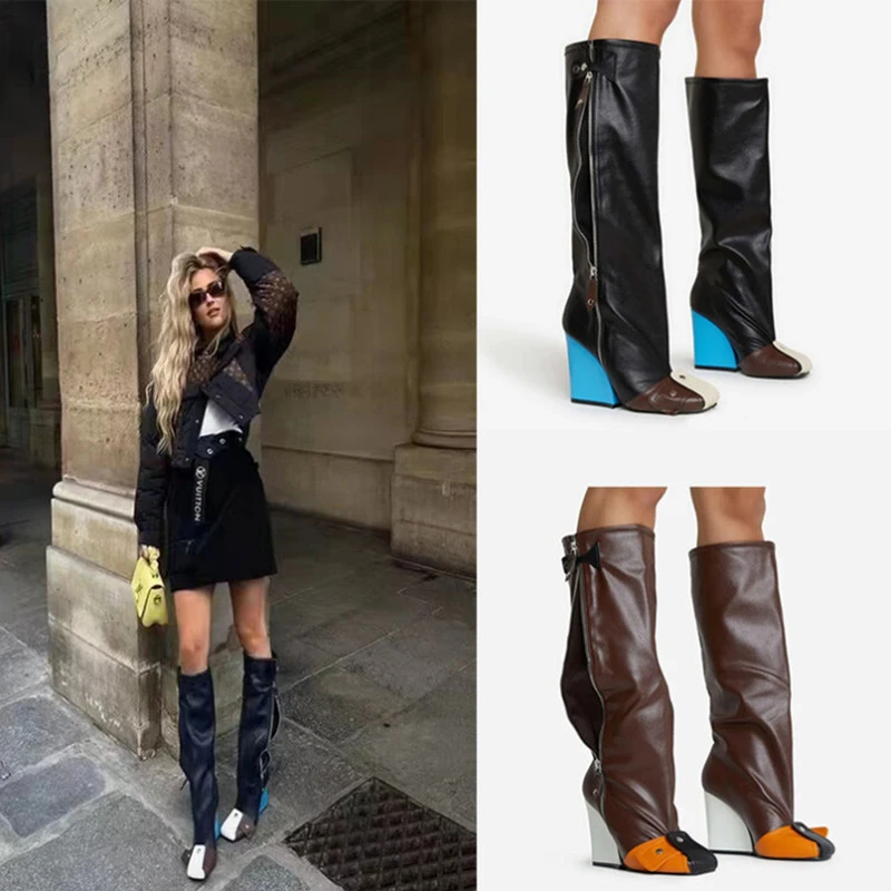 Punk Knee High Boots | Punk Boots High Sole | Punk Knee Boots Zip ...