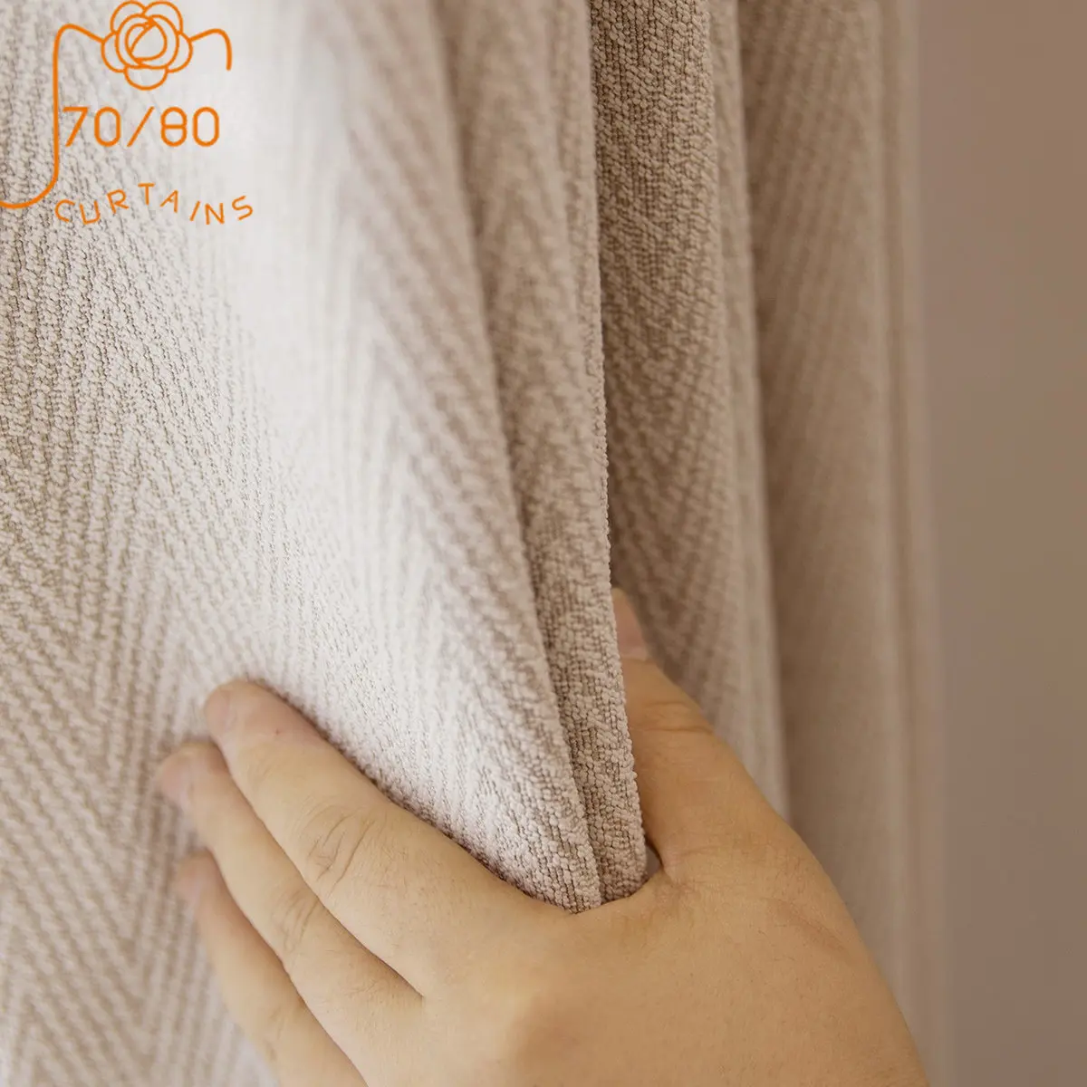 

Herringbone Cashmere Jacquard Flannelette Thickened Shading Thermal Insulation Curtains for Living Room Bedroom Finished