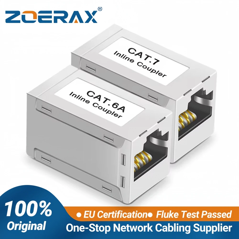 ZoeRax Abgeschirmter RJ45-Koppler, Inline-Ethernet-Koppler, Buchse-zu-Buchse Ethernet-Verlängerungsadapter für Cat7 Cat6/Cat5e Ethernet-Kabel