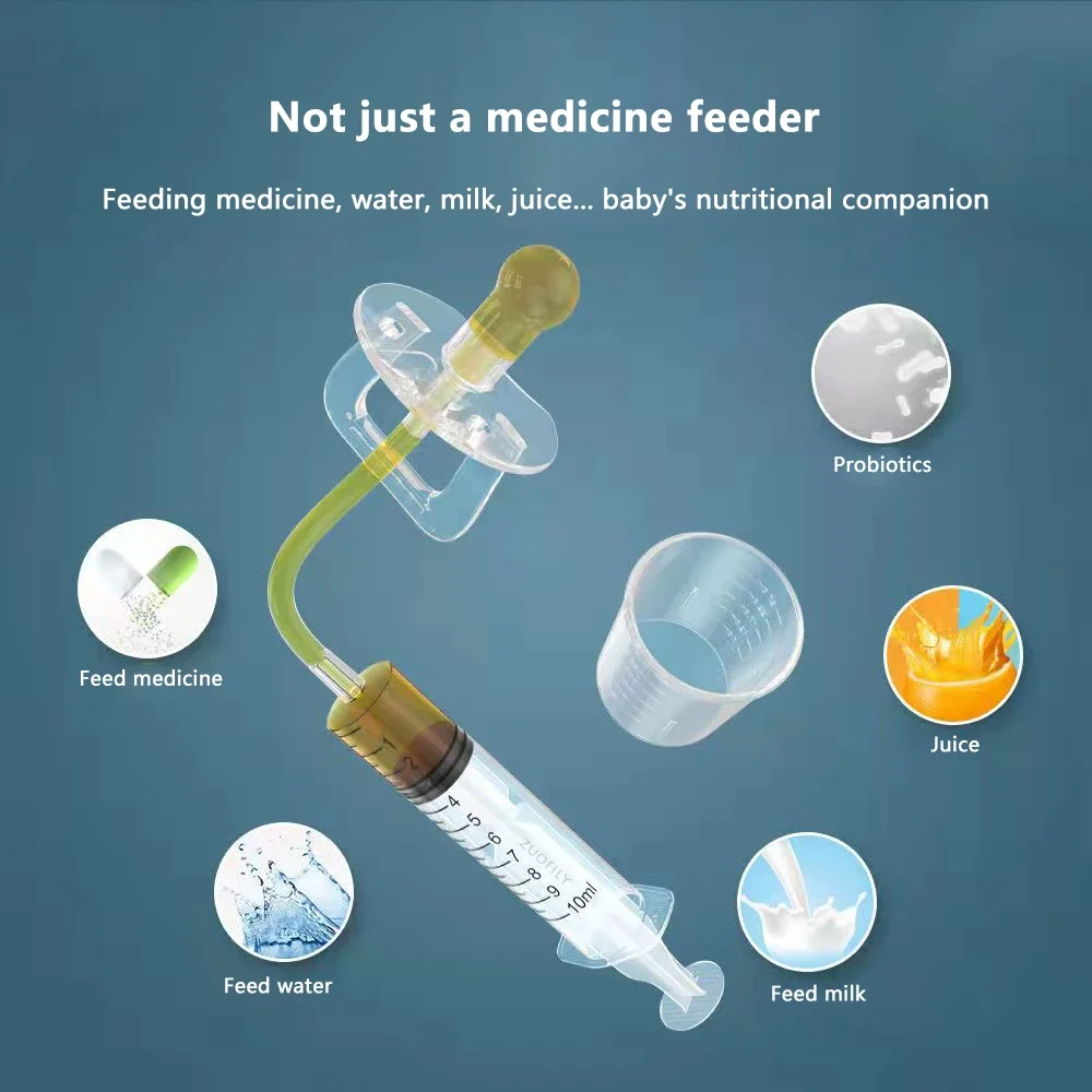 Medicine Feeder 6pcs Baby Pacifier Medicine Dispenser Kit 10ml Oral Feeding Syringe Liquid Needle Feeder with Measure Cup For Infants Newborns