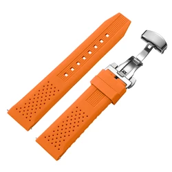 Silicone Quick Release Watch Strap with Butterfly Buckle - Available in Multiple Sizes - 18mm (Orange)